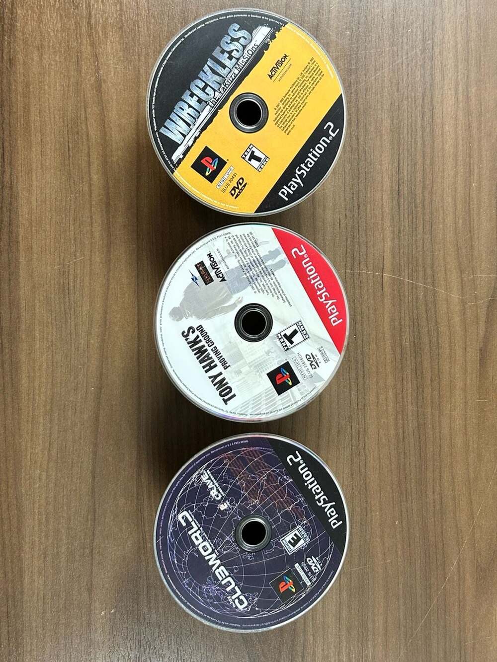 PS2 Lot 3 Wreckless Tony Hawk Proving Ground Club World Discs Only Untested
